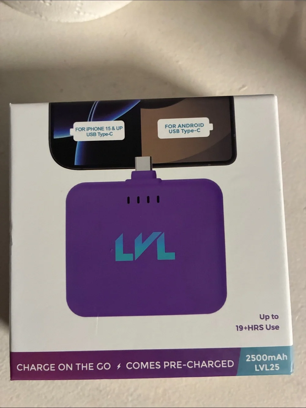 LVL Portable 2500mAh Power Bank - Purple